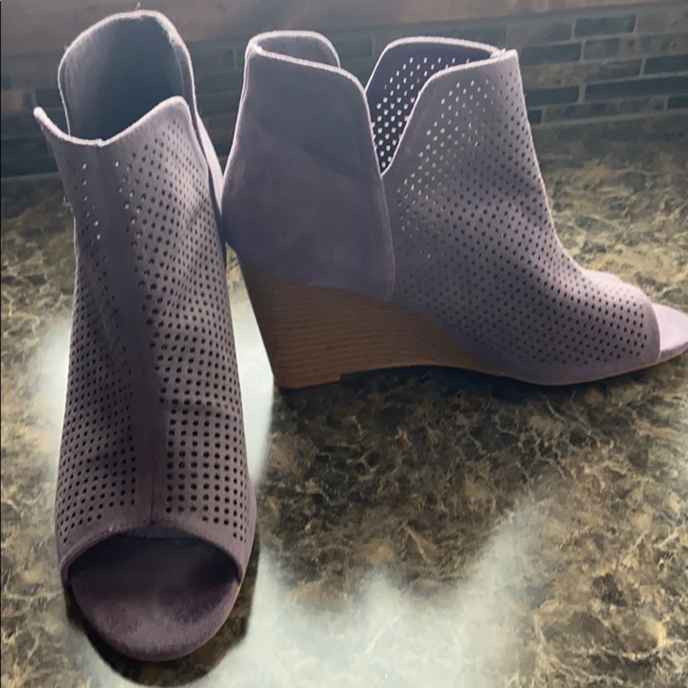 Purple Peep Toe Wedge